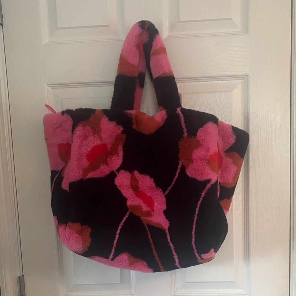CAbi Pink and Black Floral Tote